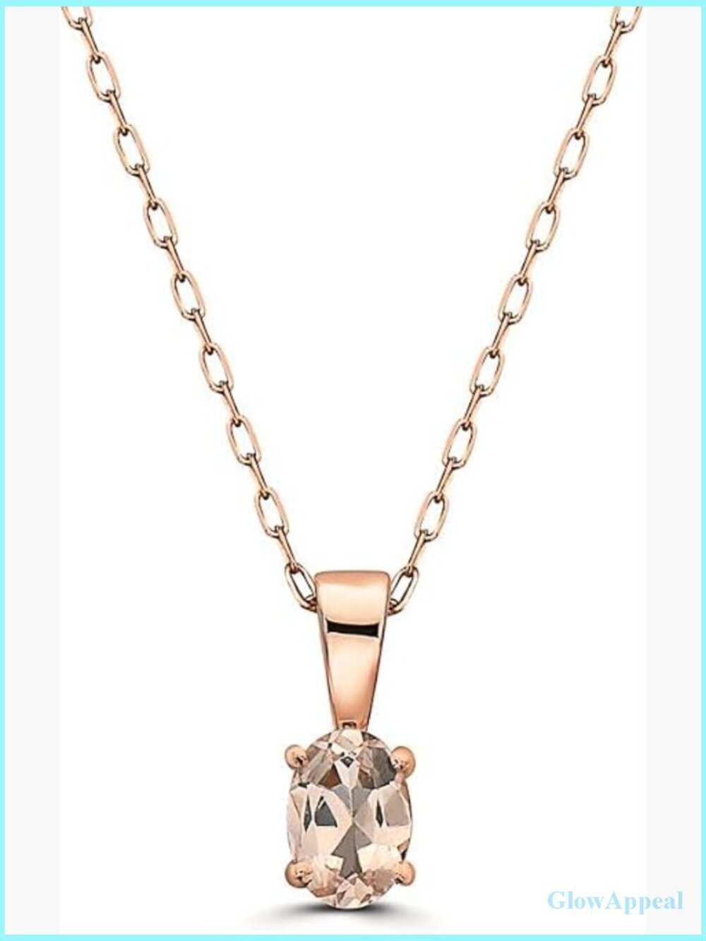 Oval Pendant Necklace 14k Rose Gold Morganite 18-20 Inch Chain Lobster Clasp